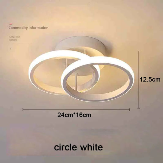 Sleek Modern LED Ceiling Light - Stylish 2-Ring Design for Hallways, Balconies, and Offices