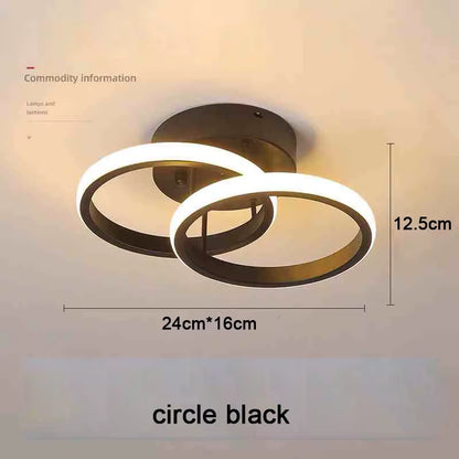 Sleek Modern LED Ceiling Light - Stylish 2-Ring Design for Hallways, Balconies, and Offices