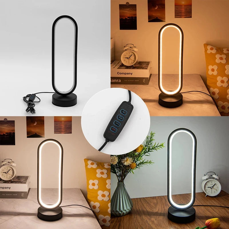 Dimmable Three-Color LED Ring Night Lamp - Perfect Ambient Light for Bedroom, Living Room, and Desk