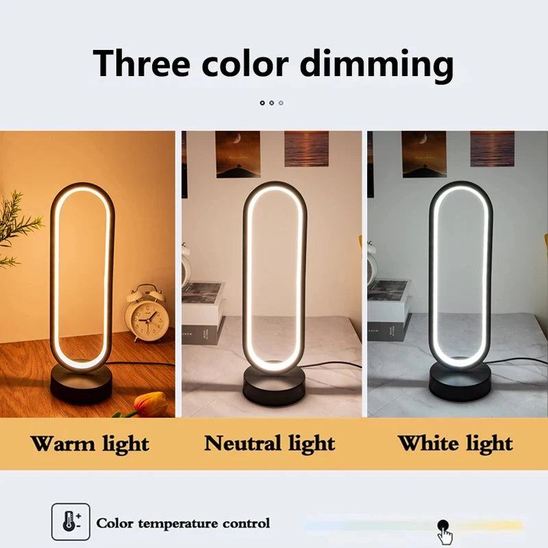 Dimmable Three-Color LED Ring Night Lamp - Perfect Ambient Light for Bedroom, Living Room, and Desk