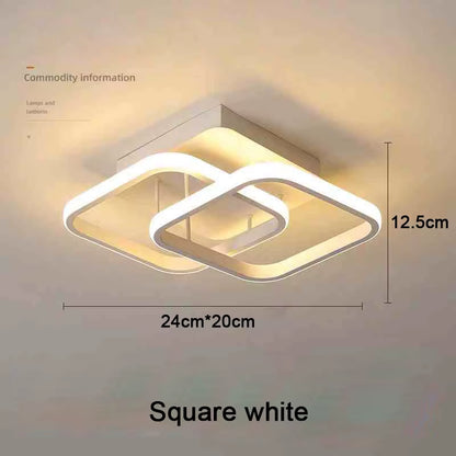 Sleek Modern LED Ceiling Light - Stylish 2-Ring Design for Hallways, Balconies, and Offices
