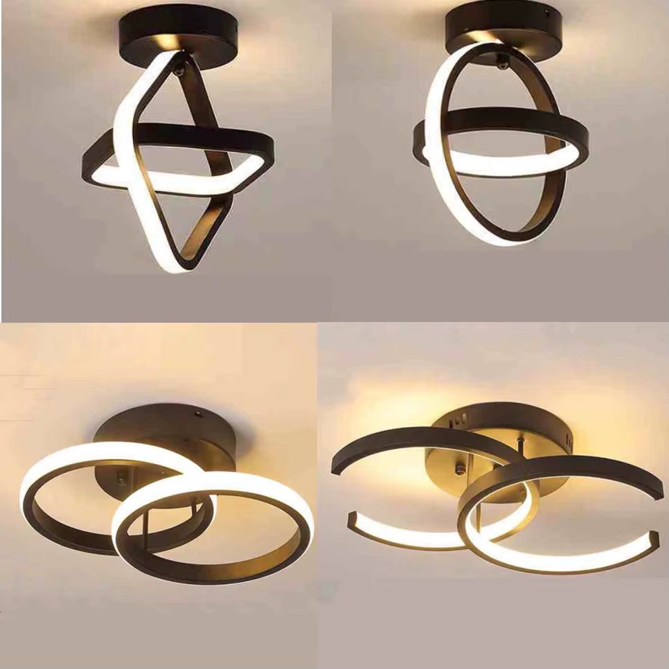 Sleek Modern LED Ceiling Light - Stylish 2-Ring Design for Hallways, Balconies, and Offices