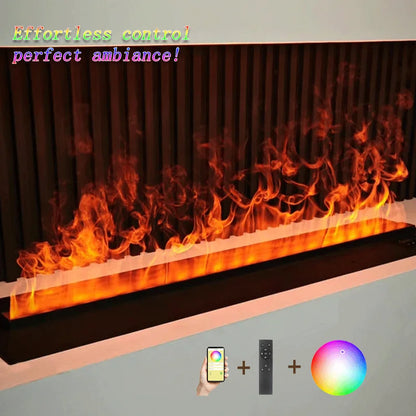 Modern 3D LED Water Steam Fireplace - Smart Electric Fake Fire with APP Control for Stylish Indoor Decor