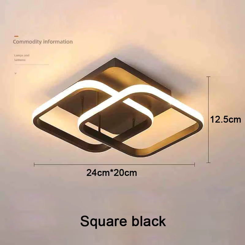 Sleek Modern LED Ceiling Light - Stylish 2-Ring Design for Hallways, Balconies, and Offices