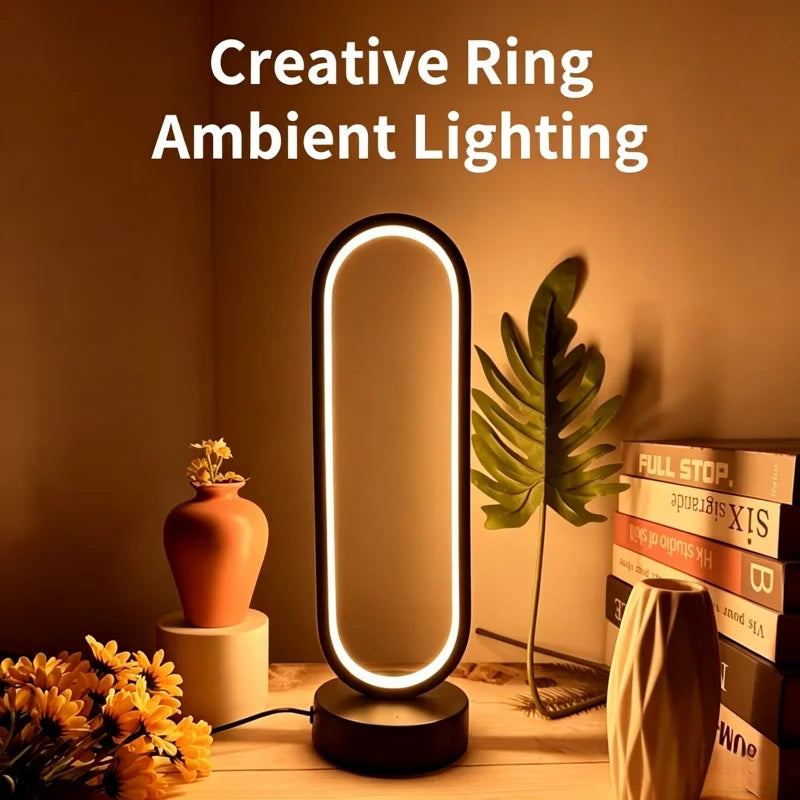 Dimmable Three-Color LED Ring Night Lamp - Perfect Ambient Light for Bedroom, Living Room, and Desk