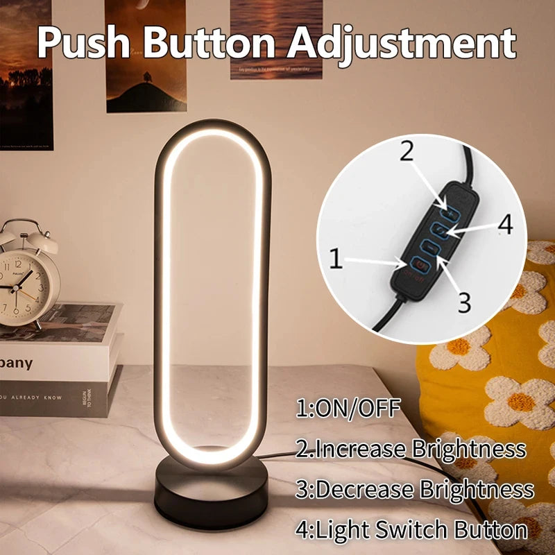 Dimmable Three-Color LED Ring Night Lamp - Perfect Ambient Light for Bedroom, Living Room, and Desk