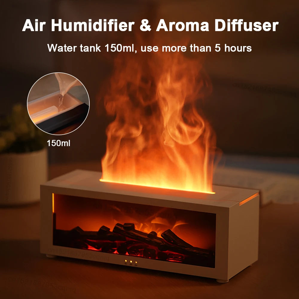 Smart Humidifier with LED Flame Effect & Remote Control
