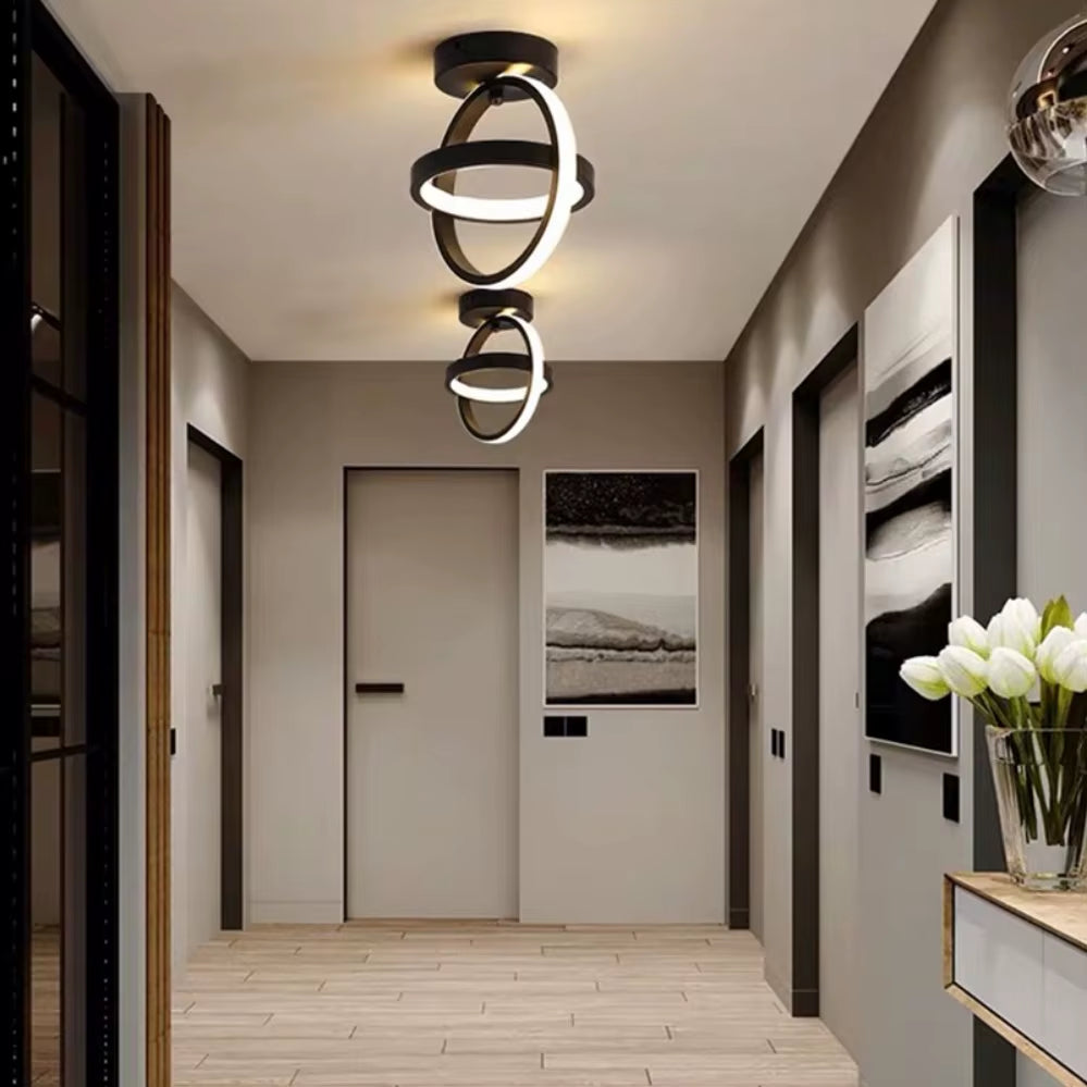 Sleek Modern LED Ceiling Light - Stylish 2-Ring Design for Hallways, Balconies, and Offices