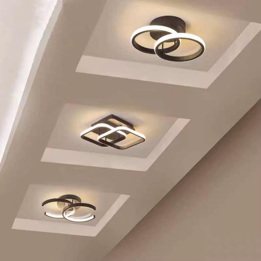 Sleek Modern LED Ceiling Light - Stylish 2-Ring Design for Hallways, Balconies, and Offices