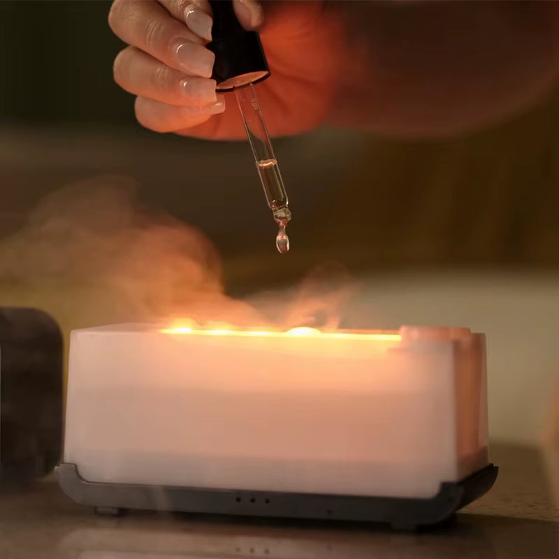 Air Aroma Mini Flame Humidifier & Essential Oil Diffuser with LED Light - Automatic Fragrance for a Relaxing Home Atmosphere