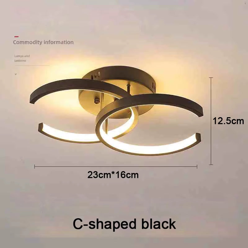 Sleek Modern LED Ceiling Light - Stylish 2-Ring Design for Hallways, Balconies, and Offices